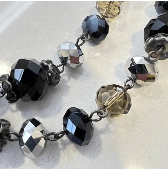 Trifari | Faceted Black, Crystal Rondelle Layered Statement Necklace - Picture 6 of 6